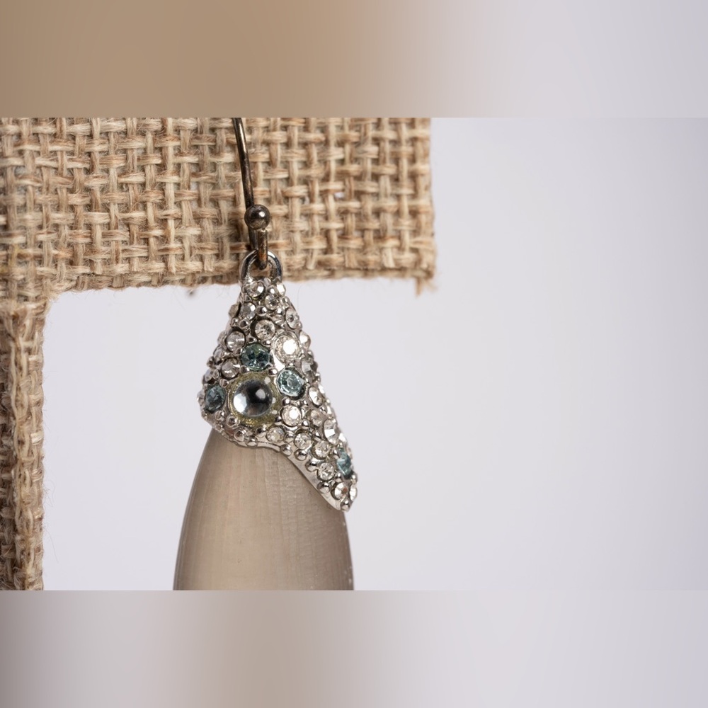 Alexis Bittar Champagne Lucite teardrop earrings with crystal accents #26 - Picture 4 of 5